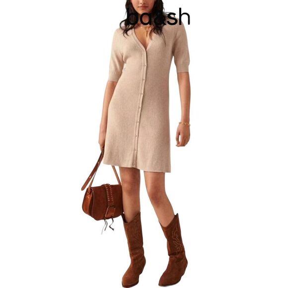 Ba&sh Kai Ribbed Knit Mini Dress in Biege NWT Size Medium - Picture 4 of 14